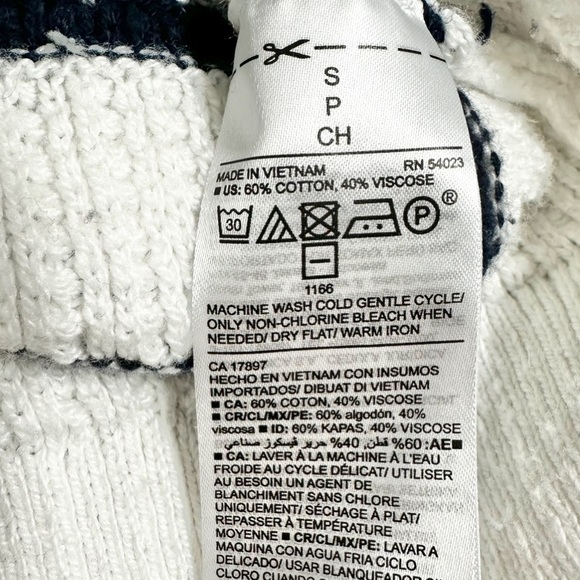 Old Navy size small long sleeved textured rib knit striped sweater navy & white - Picture 5 of 6